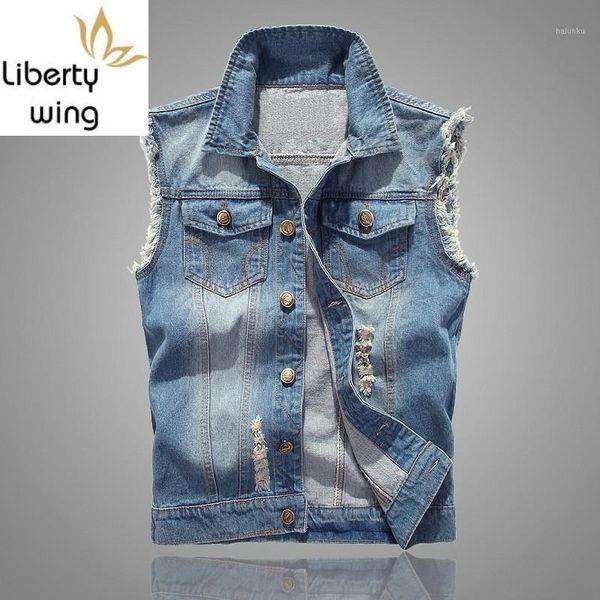 men's vests arrival denim vest for korean style slim light bule sleeveless jacket plus size 6xl ripped coat men jeans waistcoat1, Black;white
men's vests arrival denim vest for korean style slim light bule sleeveless jacket plus size 6xl ripped coat men jeans waistcoat1, Black;white