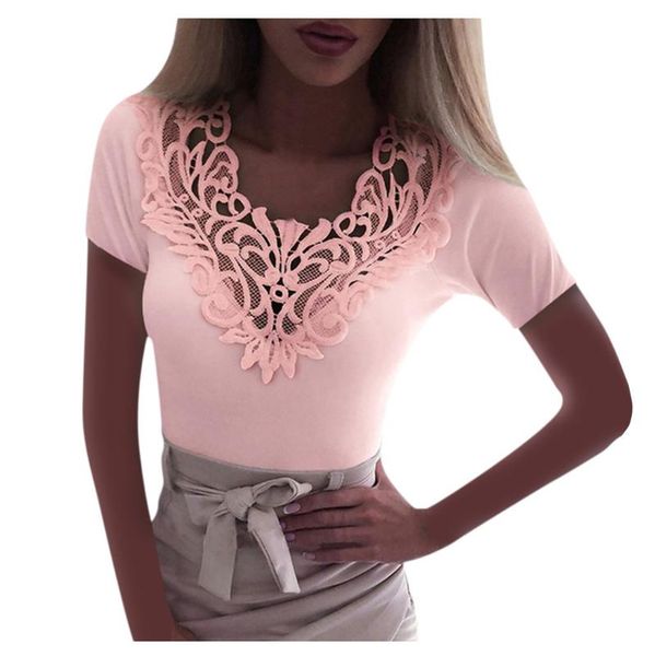 women's blouses & shirts 2021 summer lace patchwork v-neck short sleeve ladies casual slim plus size blouse shirt for women, White
women's blouses & shirts 2021 summer lace patchwork v-neck short sleeve ladies casual slim plus size blouse shirt for women, White