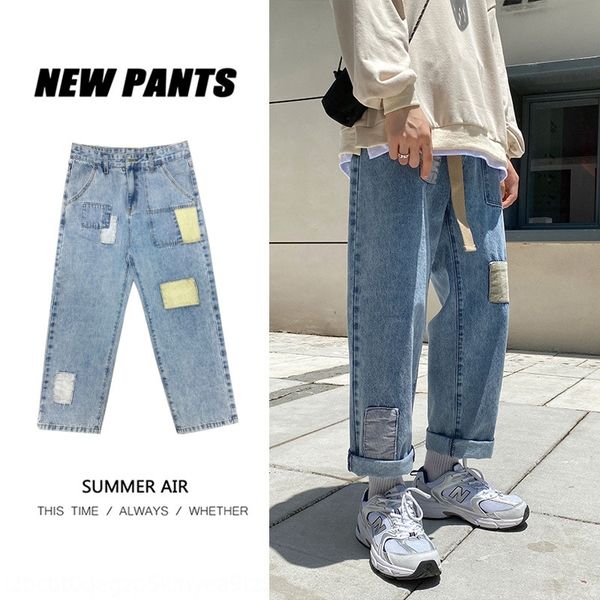 q6a3v and v men's straight tube loose fashion brand trend ins korean wide jeans light jeans cute daddy's legged ruffian pants 9 po, Blue
q6a3v and v men's straight tube loose fashion brand trend ins korean wide jeans light jeans cute daddy's legged ruffian pants 9 po, Blue
