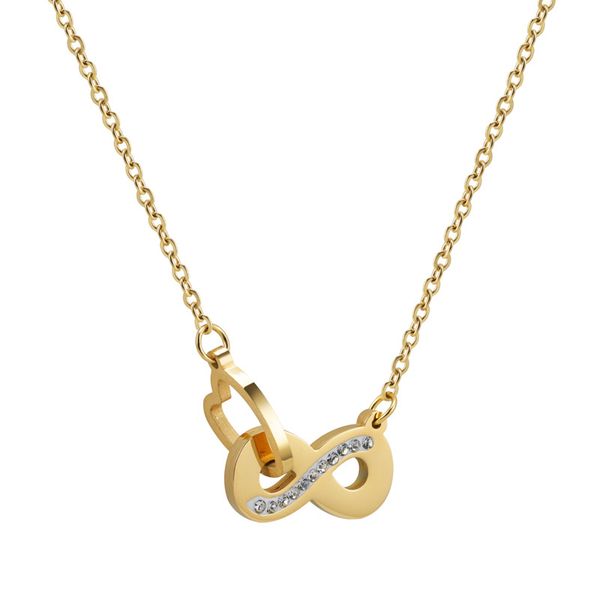 new double ring micro - set diamond titanium steel necklace trend personality clavicle chain fashion temperament pendant aaa25, Silver
new double ring micro - set diamond titanium steel necklace trend personality clavicle chain fashion temperament pendant aaa25, Silver