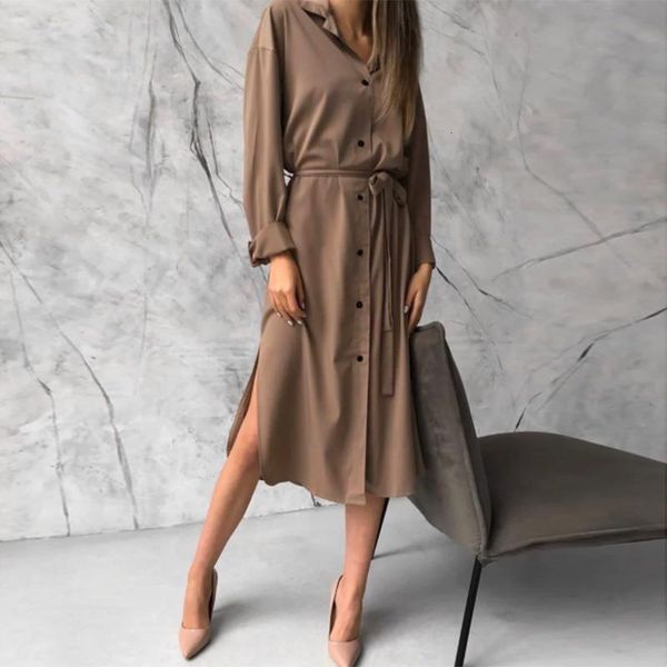women vintage turn-down collar shirt dress button long sleeve pocket sashes mid-calf dress 2021 new arrival autumn fashion dress, Black;gray
women vintage turn-down collar shirt dress button long sleeve pocket sashes mid-calf dress 2021 new arrival autumn fashion dress, Black;gray