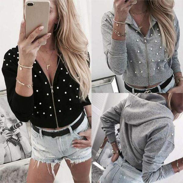 women beading hoodies cropped jacket casual solid color pearl hooded sweatshirt ladies jackets loose long sleeve zip outwear1, Black
women beading hoodies cropped jacket casual solid color pearl hooded sweatshirt ladies jackets loose long sleeve zip outwear1, Black