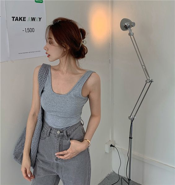 2021 New 4-color Korean sexy women's jersey spring and summer with no sleeves thin tops of women (r98277) 1JT7, White
2021 New 4-color Korean sexy women's jersey spring and summer with no sleeves thin tops of women (r98277) 1JT7, White