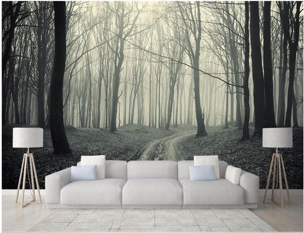 

3d room wallpaper custom mural early morning forest tree tv background wall painting p 3d wall murals wallpaper