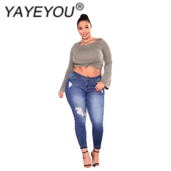 women's jeans fatten and enlarge style high-elastic with broken holes small feet fashionable slim blue casual a
women's jeans fatten and enlarge style high-elastic with broken holes small feet fashionable slim blue casual a