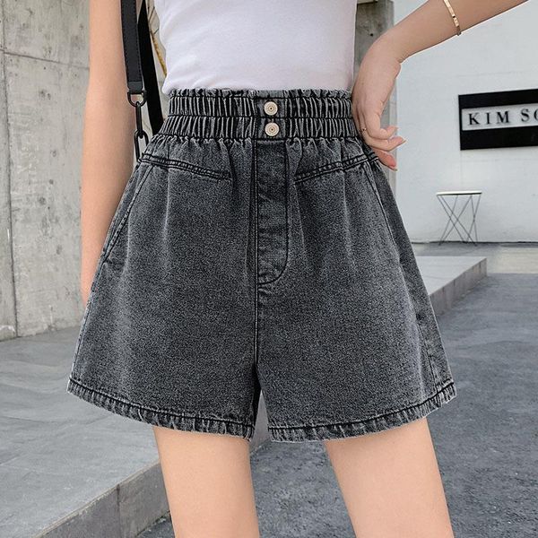 women's shorts wixra high waist denim women casual loose ladies fashion roll up hem elastic pocket blue jeans plus size, White;black 
women's shorts wixra high waist denim women casual loose ladies fashion roll up hem elastic pocket blue jeans plus size, White;black
