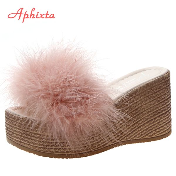 aphixta 9cm heels slides women's shoes woman slippers faux fur slides wedge platform women shoes beach sandals zapatos mujer x1020, Black
aphixta 9cm heels slides women's shoes woman slippers faux fur slides wedge platform women shoes beach sandals zapatos mujer x1020, Black