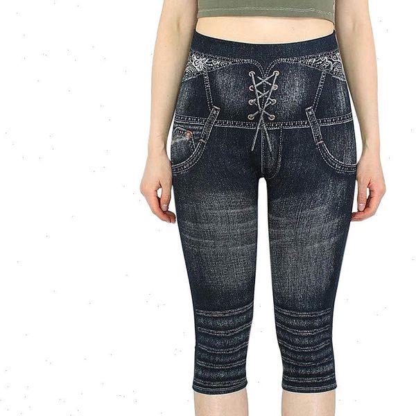 slim women oversized casual faux denim jeans bandage print leggings strechy capris drop shipping good quality, Black
slim women oversized casual faux denim jeans bandage print leggings strechy capris drop shipping good quality, Black