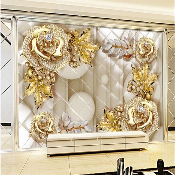 3d luxury golden jewelry flower soft bag jewelry tv background wall 3d murals wallpaper for living room
3d luxury golden jewelry flower soft bag jewelry tv background wall 3d murals wallpaper for living room