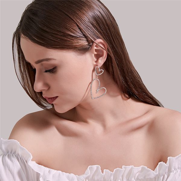 korean double heart hollow dangle earrings with diamond love alloy gold stud earring women valentine's day gift ear drop ornaments acce, Silver
korean double heart hollow dangle earrings with diamond love alloy gold stud earring women valentine's day gift ear drop ornaments acce, Silver