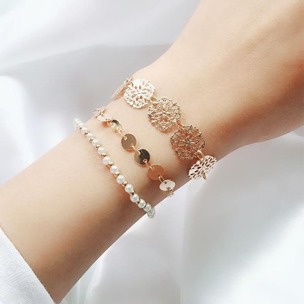 modyle imitation pearl bracelets & bangles adjustable gold color chain flower bracelet set for women, Black
modyle imitation pearl bracelets & bangles adjustable gold color chain flower bracelet set for women, Black