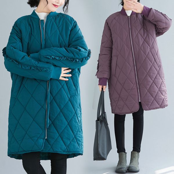 retro down cotton clothing women's jackets 2020 new winter large size loose quilted padded rhombic zipper long parka coat n1092, Black
retro down cotton clothing women's jackets 2020 new winter large size loose quilted padded rhombic zipper long parka coat n1092, Black