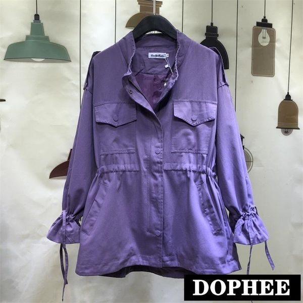 women's long windbreakers 2021 autumn new stand collar korean loose sleeve drawstring fashionable coat solid female jackets, Black;brown 
women's long windbreakers 2021 autumn new stand collar korean loose sleeve drawstring fashionable coat solid female jackets, Black;brown