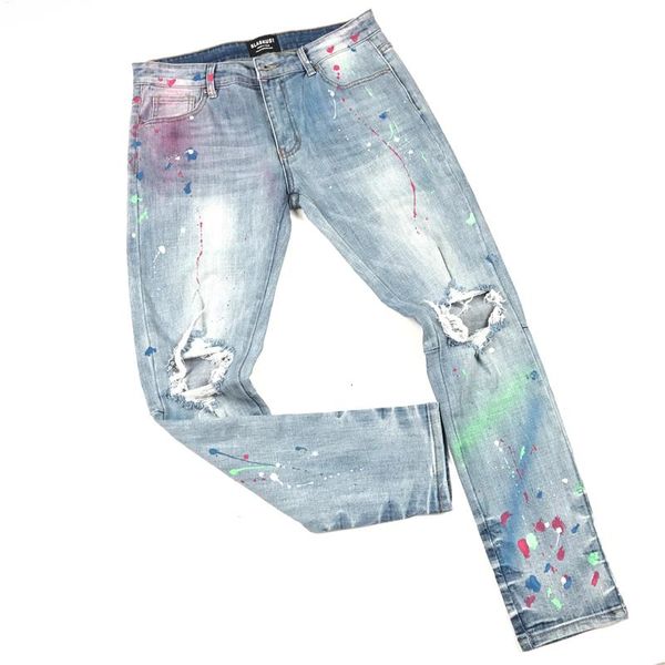 2020 stylish blue multicolor paint splatter jeans skinny-fit distressing jean men streetwear
2020 stylish blue multicolor paint splatter jeans skinny-fit distressing jean men streetwear