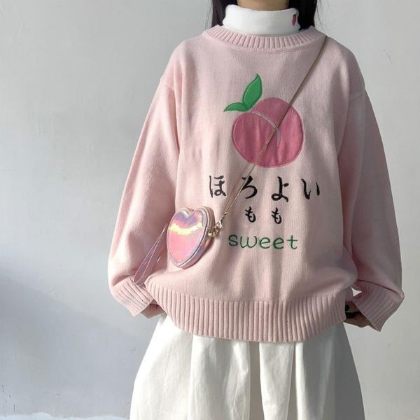 peach embroidery pink colour lovely woman sweater loose round neck long sleeve female autumn winter pullovers, White;black
peach embroidery pink colour lovely woman sweater loose round neck long sleeve female autumn winter pullovers, White;black