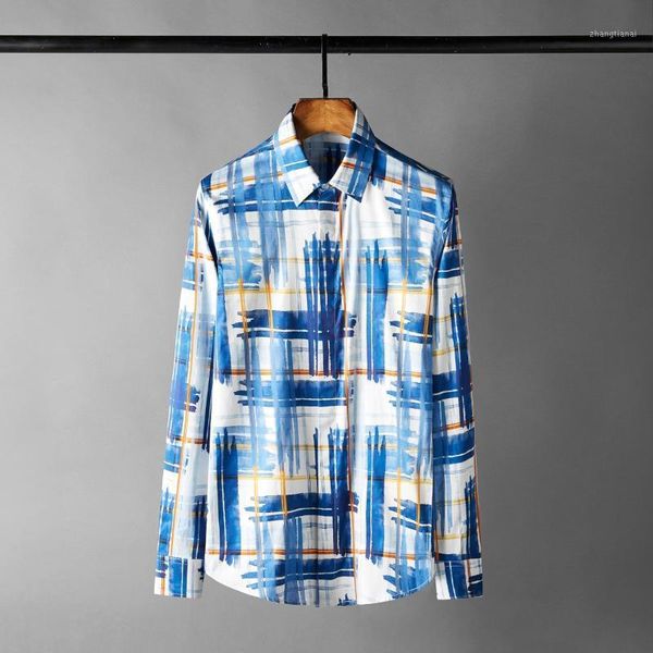 minglu blue mens shirts long sleeve plaid printed casual party mens dress shirts slim fit male plus size 4xl1, White;black
minglu blue mens shirts long sleeve plaid printed casual party mens dress shirts slim fit male plus size 4xl1, White;black