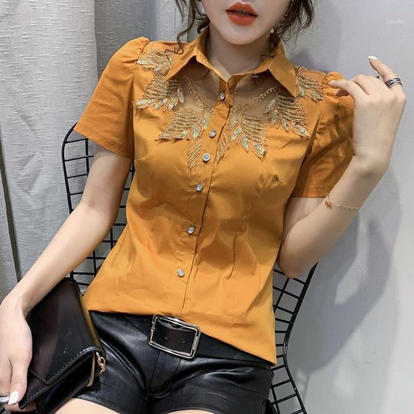 summer embroidery blouse european clothes fashion women beading shiny shirt short sleeve ropa mujer 2020 new t046071, White
summer embroidery blouse european clothes fashion women beading shiny shirt short sleeve ropa mujer 2020 new t046071, White