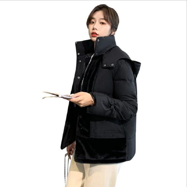 women's down & parkas fashion coat jacket winter women2021 korean version of the mink velvet loose thick quilted short hooded woman, Black
women's down & parkas fashion coat jacket winter women2021 korean version of the mink velvet loose thick quilted short hooded woman, Black