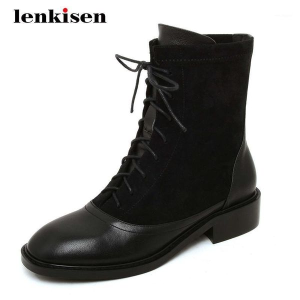 lenkisen 2020 winter new boots genuine leather patchwork thick med heel round toe lace up beauty lady dress cozy ankle boots l121, Black
lenkisen 2020 winter new boots genuine leather patchwork thick med heel round toe lace up beauty lady dress cozy ankle boots l121, Black