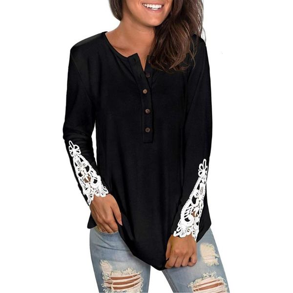 womens long sleeve blouses autumn round neck solid color lace femininas buttons henleyshirts tunic female #t2g, White
womens long sleeve blouses autumn round neck solid color lace femininas buttons henleyshirts tunic female #t2g, White
