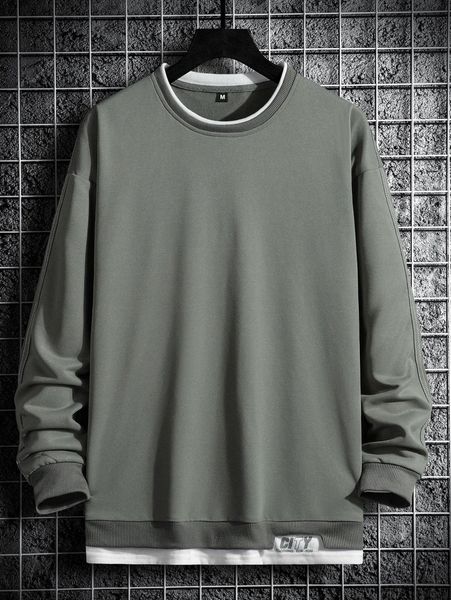 men letter graphic drop shoulder 2 in 1 sweatshirt u8ts#, Black 
men letter graphic drop shoulder 2 in 1 sweatshirt u8ts#, Black