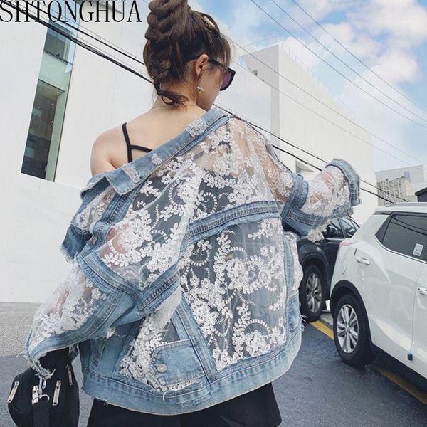 women's jackets 2021 summer long sleeve large size jeans women's coat loose lace stitching perspective jacket ladies denim coat1, Black;brown
women's jackets 2021 summer long sleeve large size jeans women's coat loose lace stitching perspective jacket ladies denim coat1, Black;brown