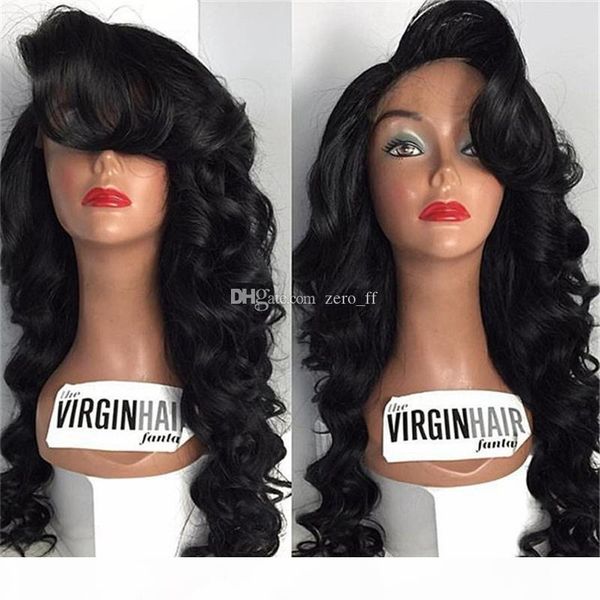 loose wave human hair wigs with side part bangs unprocessed peruvian full lace wig bleached knots lace front wigs, Black;brown
loose wave human hair wigs with side part bangs unprocessed peruvian full lace wig bleached knots lace front wigs, Black;brown