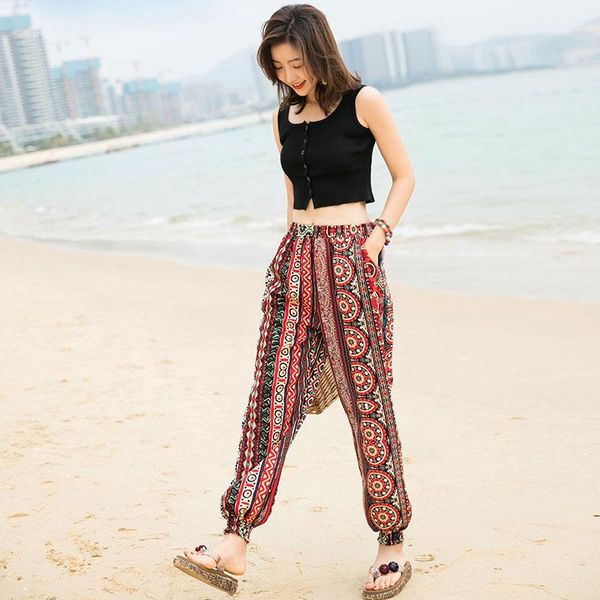 women's pants & capris summer bohemian beach women large size wide leg female elastic waist loose trousers pattern print knickers 16791, Black;white
women's pants & capris summer bohemian beach women large size wide leg female elastic waist loose trousers pattern print knickers 16791, Black;white