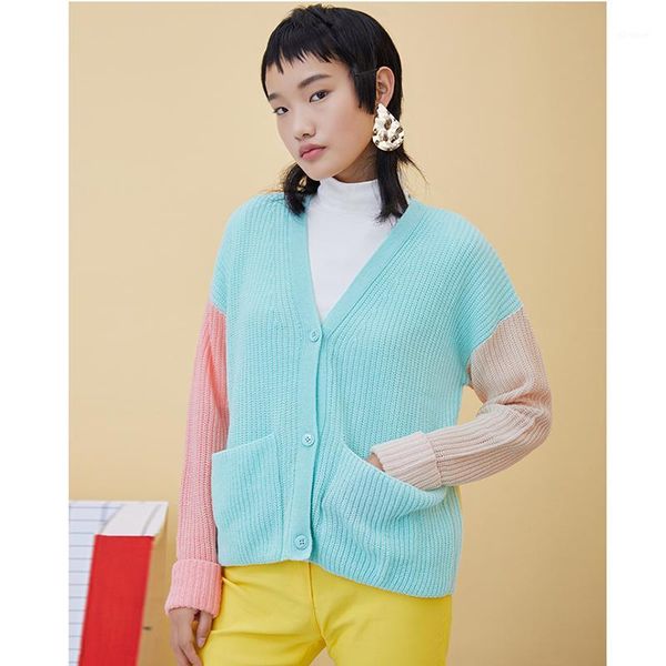 sugarhigh autumn and winter new sweater women's sweet and lovely short v-neck long sleeve four-color mosaic cardigans shsw52621, White;black
sugarhigh autumn and winter new sweater women's sweet and lovely short v-neck long sleeve four-color mosaic cardigans shsw52621, White;black