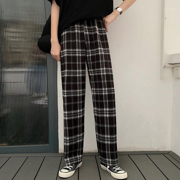 black and white plaid casual pants women's summer new korean loose straight vertical high waist thin plaid wide leg pants1, Black;white
black and white plaid casual pants women's summer new korean loose straight vertical high waist thin plaid wide leg pants1, Black;white