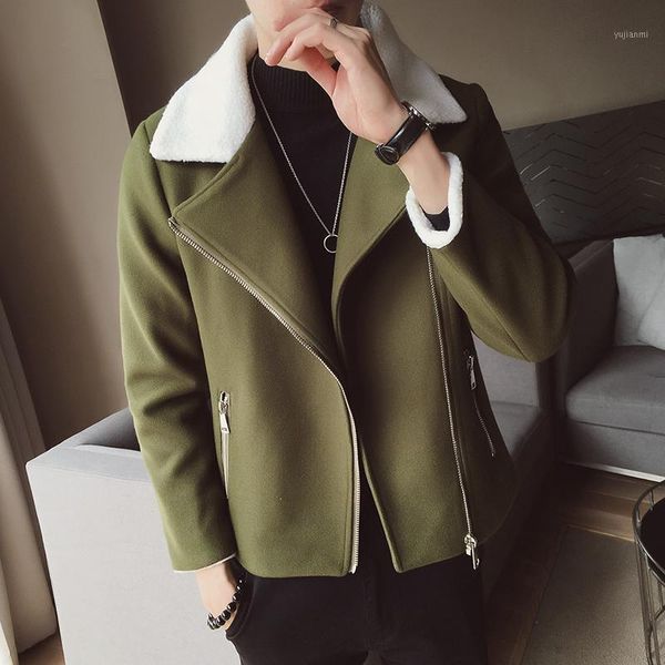 new autumn winter mens lambswool collar lapel zip up wool blends coats warm casual men coat black green outwear k0651
new autumn winter mens lambswool collar lapel zip up wool blends coats warm casual men coat black green outwear k0651