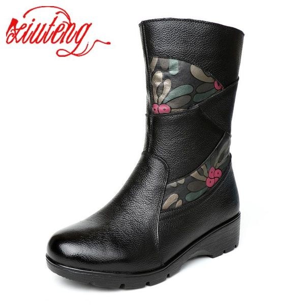 xiuteng 2020 winter new mother cotton shoes middle-aged flat bottom wedge in the tube women's boots leather warm boots, Black
xiuteng 2020 winter new mother cotton shoes middle-aged flat bottom wedge in the tube women's boots leather warm boots, Black