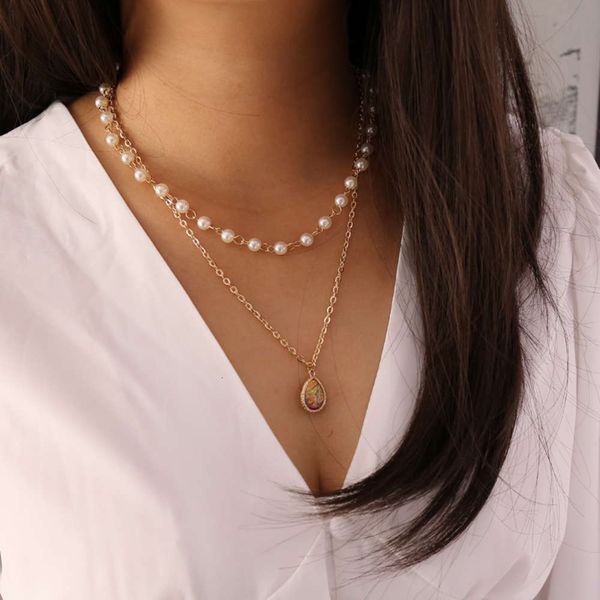 pearl semi multilayer necklace women's new creative women's clavicle chain n674, Silver
pearl semi multilayer necklace women's new creative women's clavicle chain n674, Silver