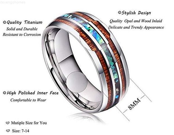 and opal 8mm blue wide stainless wood rings for men women never fade wooden titanium steel finger ring fashion jewelry g, Silver
and opal 8mm blue wide stainless wood rings for men women never fade wooden titanium steel finger ring fashion jewelry g, Silver
