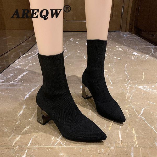 boots metal blade heels socks women stretch fabric elastic stilettos heel pointed toe ankle shoes woman boats high, Black
boots metal blade heels socks women stretch fabric elastic stilettos heel pointed toe ankle shoes woman boats high, Black