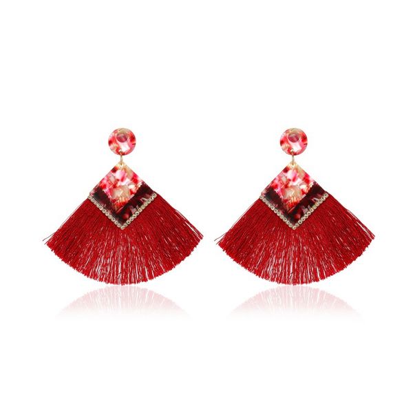 10pairs/lot bohemian leopard tassel earrings cotton thread acrylic fan shaped stud earring women geometric alloy dangle ear drop european, Silver
10pairs/lot bohemian leopard tassel earrings cotton thread acrylic fan shaped stud earring women geometric alloy dangle ear drop european, Silver