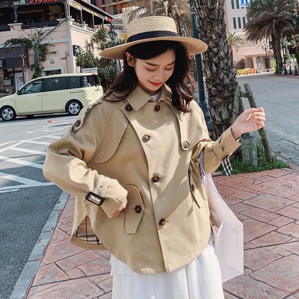 new solid color long sleeve short trench coat ladies fashion sweet turn down collar jacket female college style over coat d381, Tan;black
new solid color long sleeve short trench coat ladies fashion sweet turn down collar jacket female college style over coat d381, Tan;black