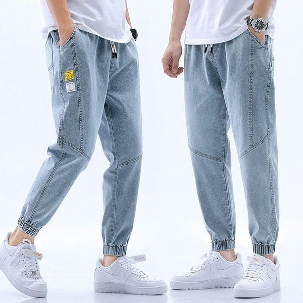 elastic jeans men's loose capris junior harem pants elastic waist corset pants for men, Blue
elastic jeans men's loose capris junior harem pants elastic waist corset pants for men, Blue