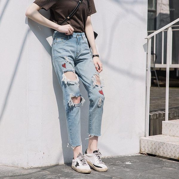 ripped jeans women loose edge cropped jeans 2020 korean version of high waist harem pants women's printed retro streetwear1, Blue
ripped jeans women loose edge cropped jeans 2020 korean version of high waist harem pants women's printed retro streetwear1, Blue