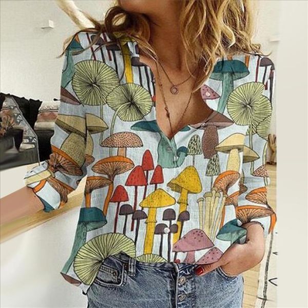 women blouses 2021 autumn new fashion mushroom print plus size turn down collar blouse shirt casual elegant work shirts, White
women blouses 2021 autumn new fashion mushroom print plus size turn down collar blouse shirt casual elegant work shirts, White