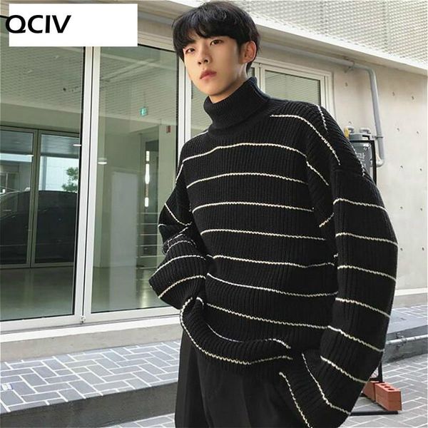 men sweaters striped basic leisure turtleneck simple all-match korean daily sweater mens winter loose soft knitting warm, White;black
men sweaters striped basic leisure turtleneck simple all-match korean daily sweater mens winter loose soft knitting warm, White;black