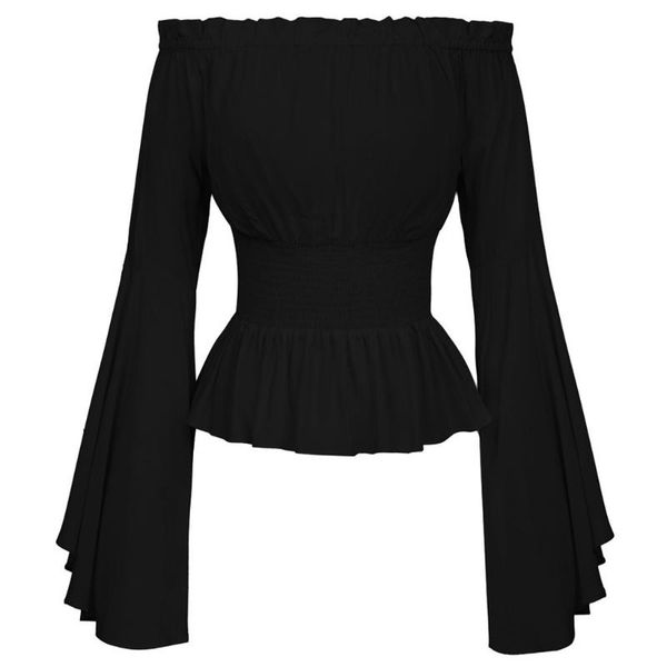 womens blouse gothic renaissance flare sleeves ruffles off shoulder corset medieval victorian cosplay costume pirate shirt, White
womens blouse gothic renaissance flare sleeves ruffles off shoulder corset medieval victorian cosplay costume pirate shirt, White