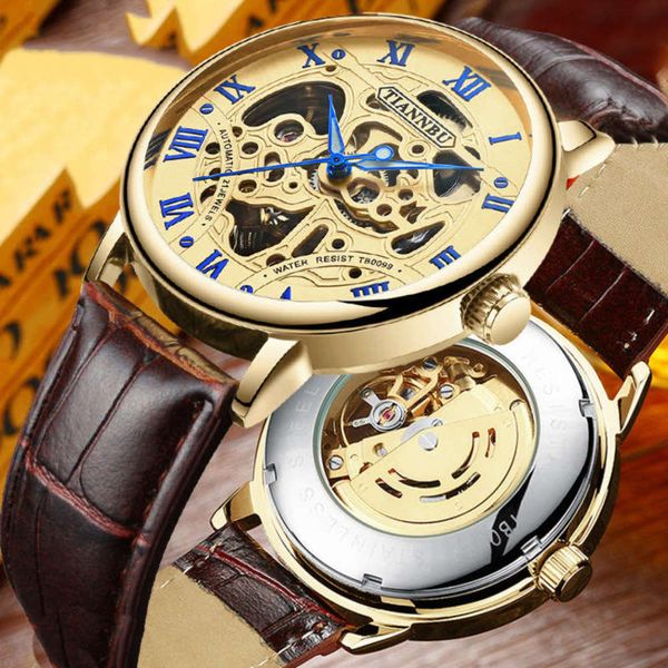 front rear hollowed out and tourbillon automatic mechanical watch tianbo multifunctional waterproof men's watch lbcj, Slivery;brown
front rear hollowed out and tourbillon automatic mechanical watch tianbo multifunctional waterproof men's watch lbcj, Slivery;brown