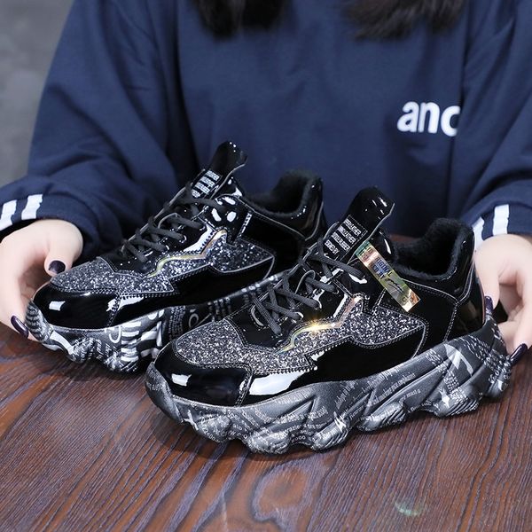 lace-up sneakers casual flats rubber ladies graffiti shoes round toe pu flat platform shoes women vulcanized shoes woman autumn y200424, Black
lace-up sneakers casual flats rubber ladies graffiti shoes round toe pu flat platform shoes women vulcanized shoes woman autumn y200424, Black