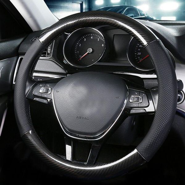 steering wheel covers carbon fiber cover handle round leather soft breathable for auto car truck suv black1
steering wheel covers carbon fiber cover handle round leather soft breathable for auto car truck suv black1