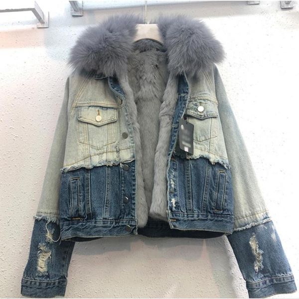 women's jackets genuine fur coat fashion warm real + hair liner denim jacket female beading thick f1736, Black;brown
women's jackets genuine fur coat fashion warm real + hair liner denim jacket female beading thick f1736, Black;brown
