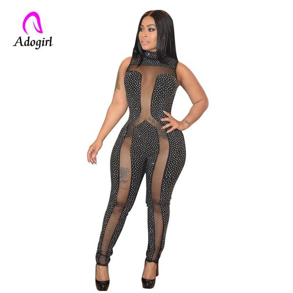 adogirl see through diamond encrusted slim jumpsuit one piece club suit sleeveless turtleneck long pants lady romper, Black;white
adogirl see through diamond encrusted slim jumpsuit one piece club suit sleeveless turtleneck long pants lady romper, Black;white