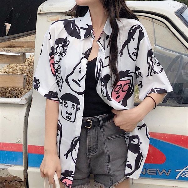 cute button up turn down collar blouses cartoon print blouse shirt women summer 2019 fashion casual short sleeve blusas, White
cute button up turn down collar blouses cartoon print blouse shirt women summer 2019 fashion casual short sleeve blusas, White