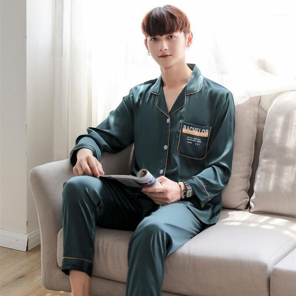 lapel satin men printed pajamas sets loose silky 2pcs sleepwear long sleeve shirt&pants male casual pyjamas suit home wear1, Black;brown
lapel satin men printed pajamas sets loose silky 2pcs sleepwear long sleeve shirt&pants male casual pyjamas suit home wear1, Black;brown