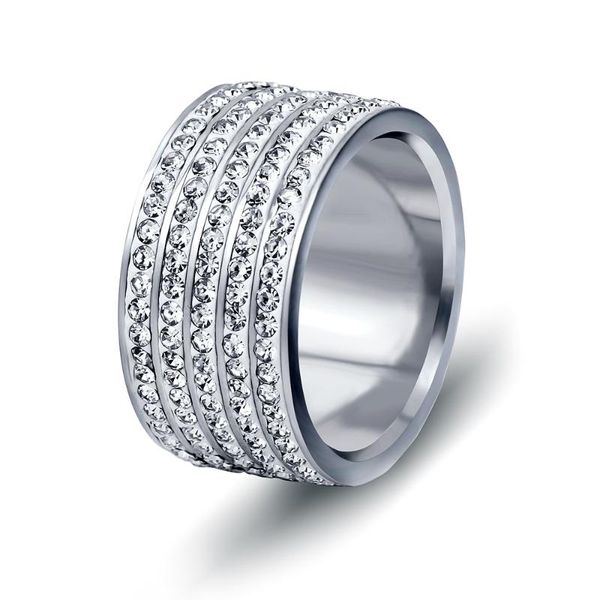 12mm wide 5 row cz crystal pave stainless steel jewelry wedding rings for women, Slivery;golden
12mm wide 5 row cz crystal pave stainless steel jewelry wedding rings for women, Slivery;golden